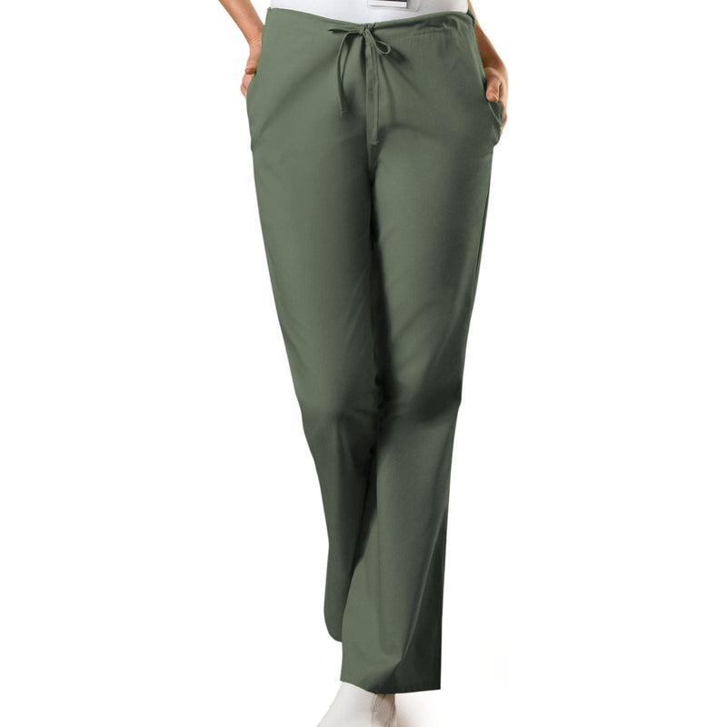 olive - Natural Rise Flare Leg Drawstring Pant