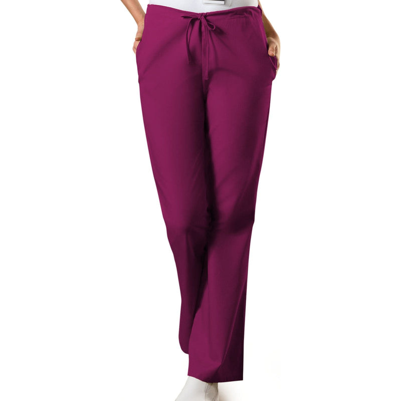 wine - Natural Rise Flare Leg Drawstring Pant