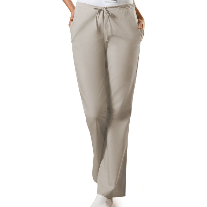 khaki - Natural Rise Flare Leg Drawstring Pant