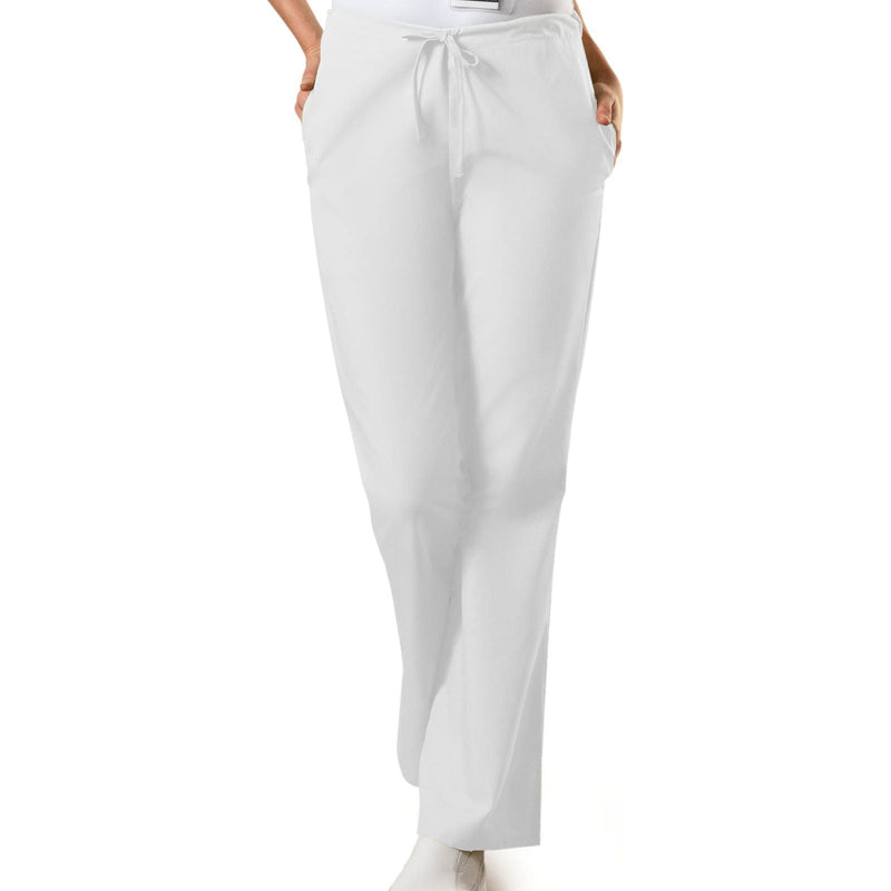 white - Natural Rise Flare Leg Drawstring Pant