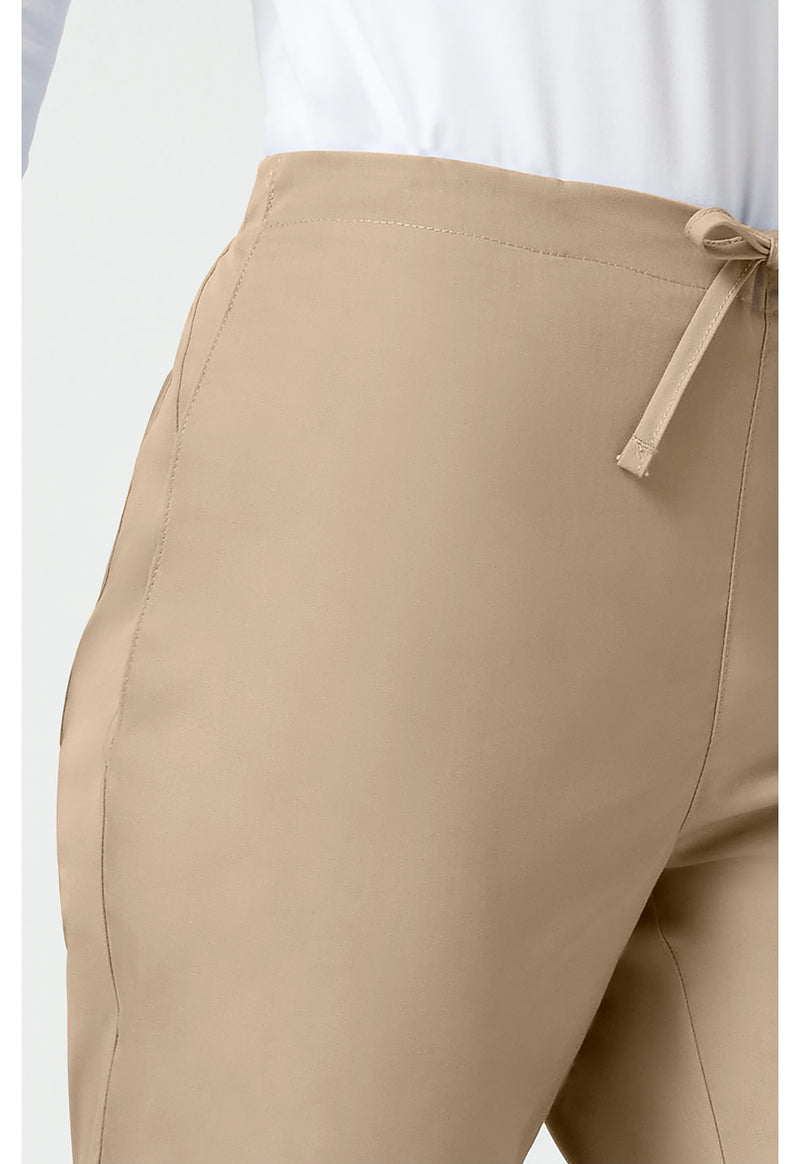 khaki - Natural Rise Flare Leg Drawstring Pant (View 3)