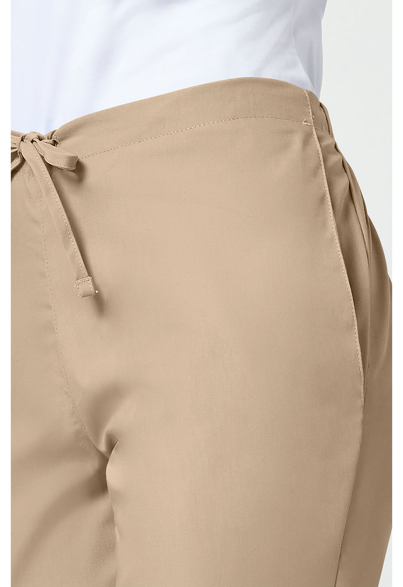 Khaki - Women's Natural Rise Flare Leg Drawstring Scrub Pants – Regular (View 4)