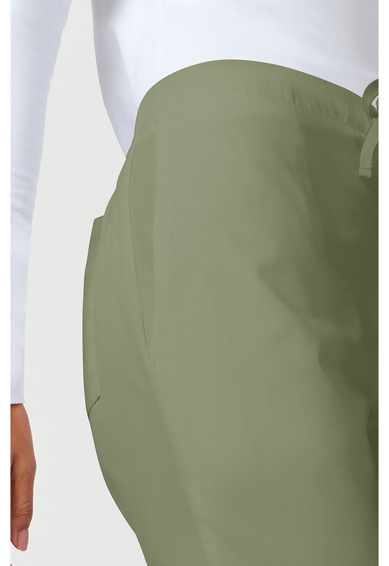 olive - Natural Rise Flare Leg Drawstring Pant (View 3)