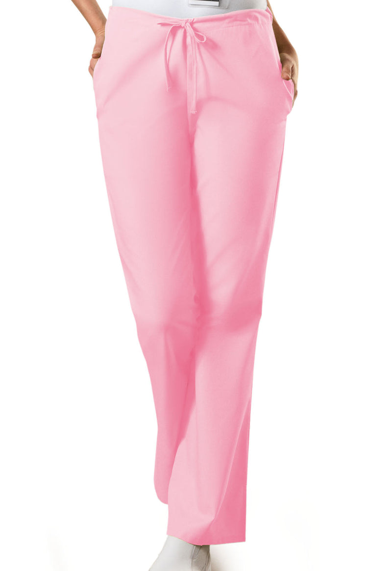 Pink Blush - Women's Natural Rise Flare Leg Drawstring Scrub Pants