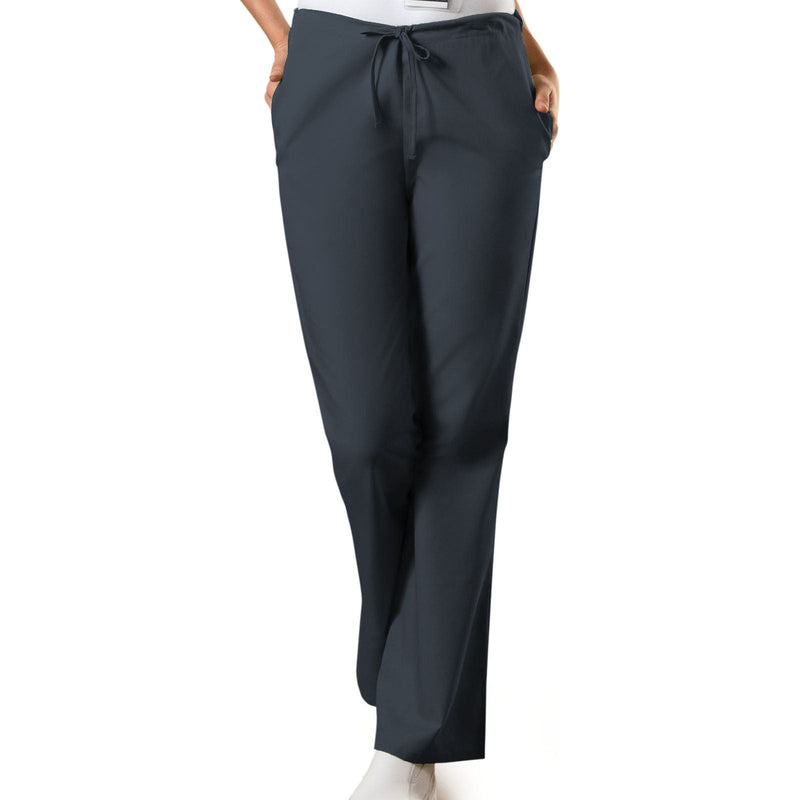 pewter - Natural Rise Flare Leg Drawstring Pant