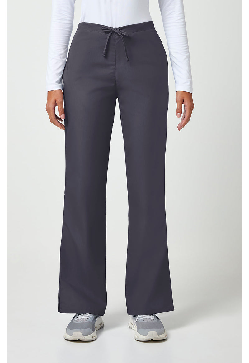 Pewter - Women's Natural Rise Flare Leg Drawstring Scrub Pants