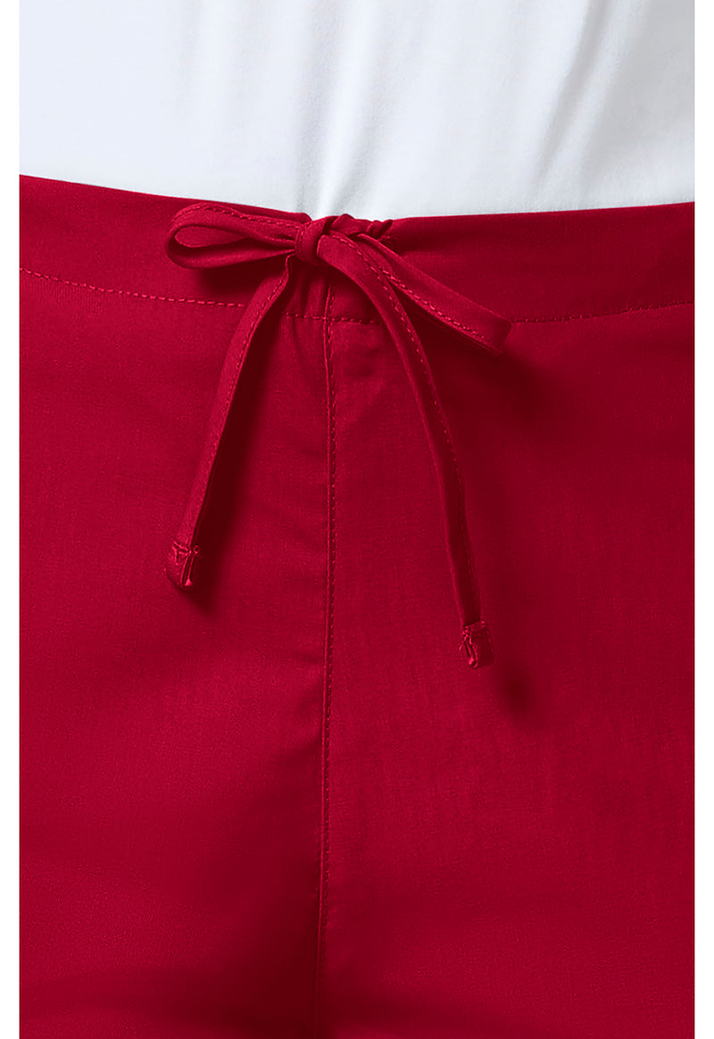 Red - Women's Natural Rise Flare Leg Drawstring Scrub Pants – Regular (View 2)