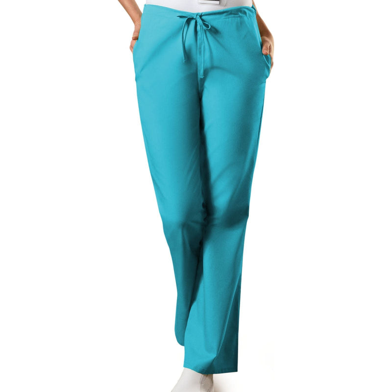 turquoise - Natural Rise Flare Leg Drawstring Pant