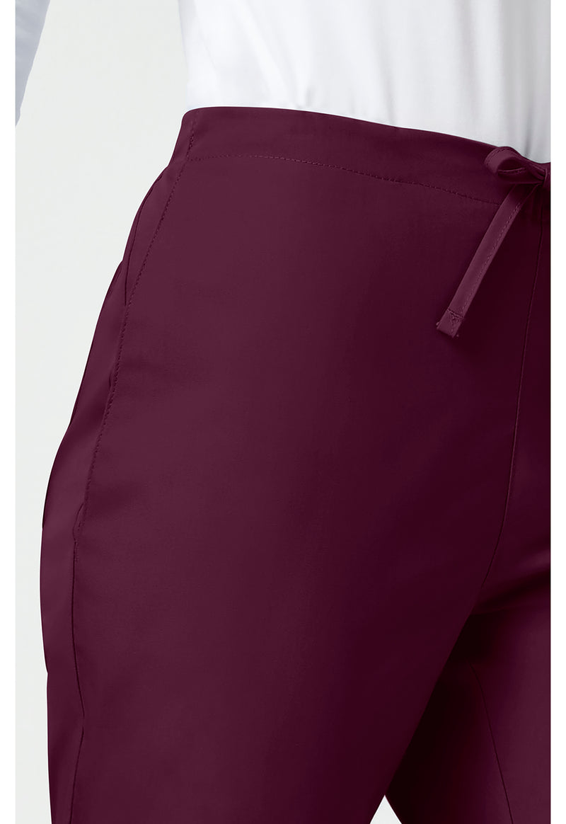 Wine - Women's Natural Rise Flare Leg Drawstring Scrub Pants – Regular (View 3)