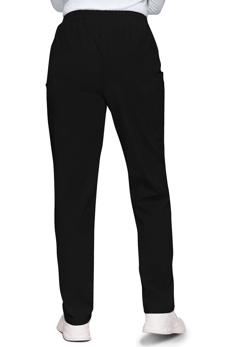 Black - Women's Natural Rise Tapered Pull-On Cargo Scrub Pants – Tall (Back)