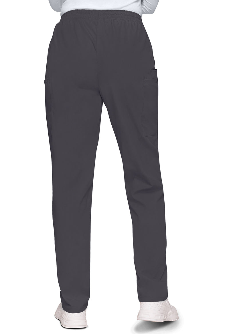 Pewter - Women's Natural Rise Tapered Pull-On Cargo Scrub Pants – Tall (Back)
