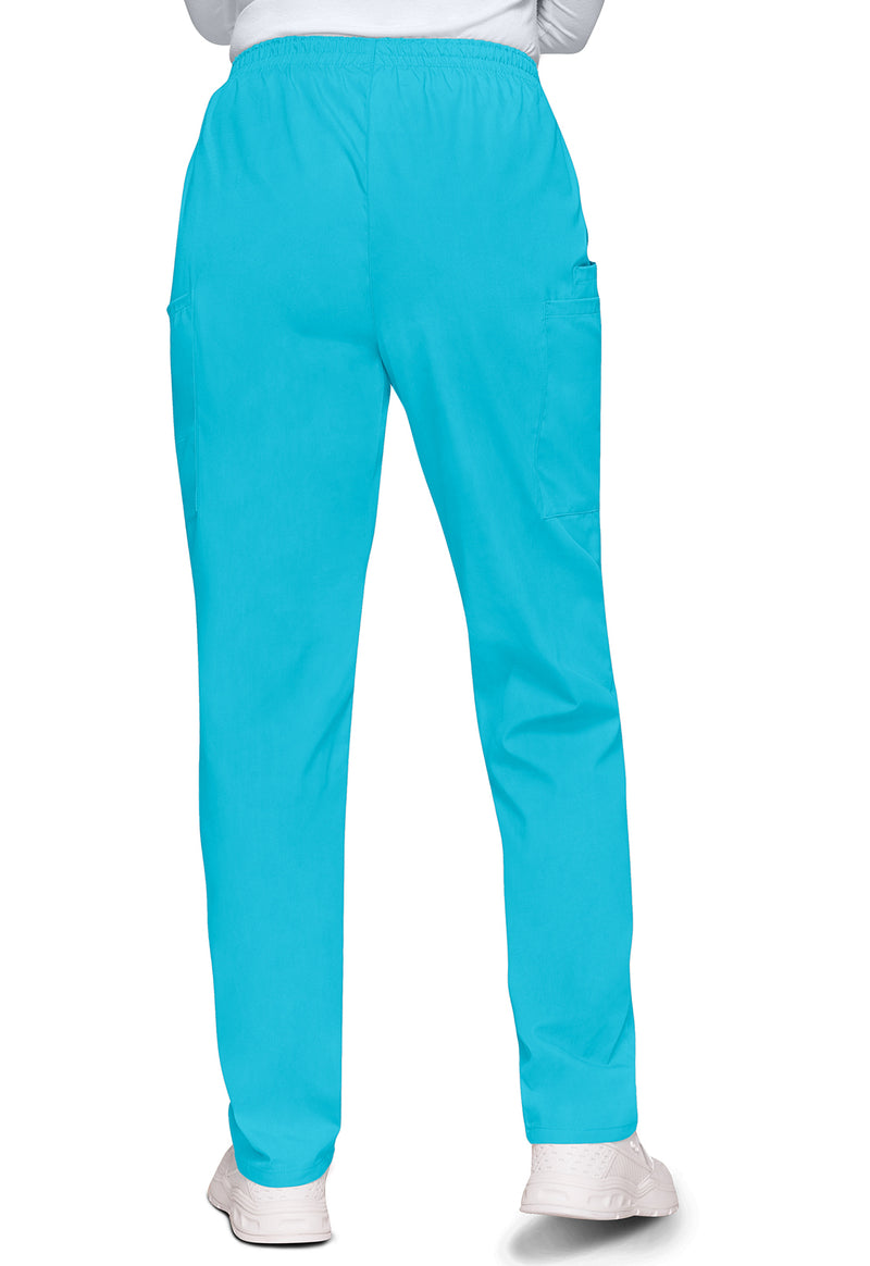 Turquoise - Women's Natural Rise Tapered Pull-On Cargo Scrub Pants – Tall (Back)