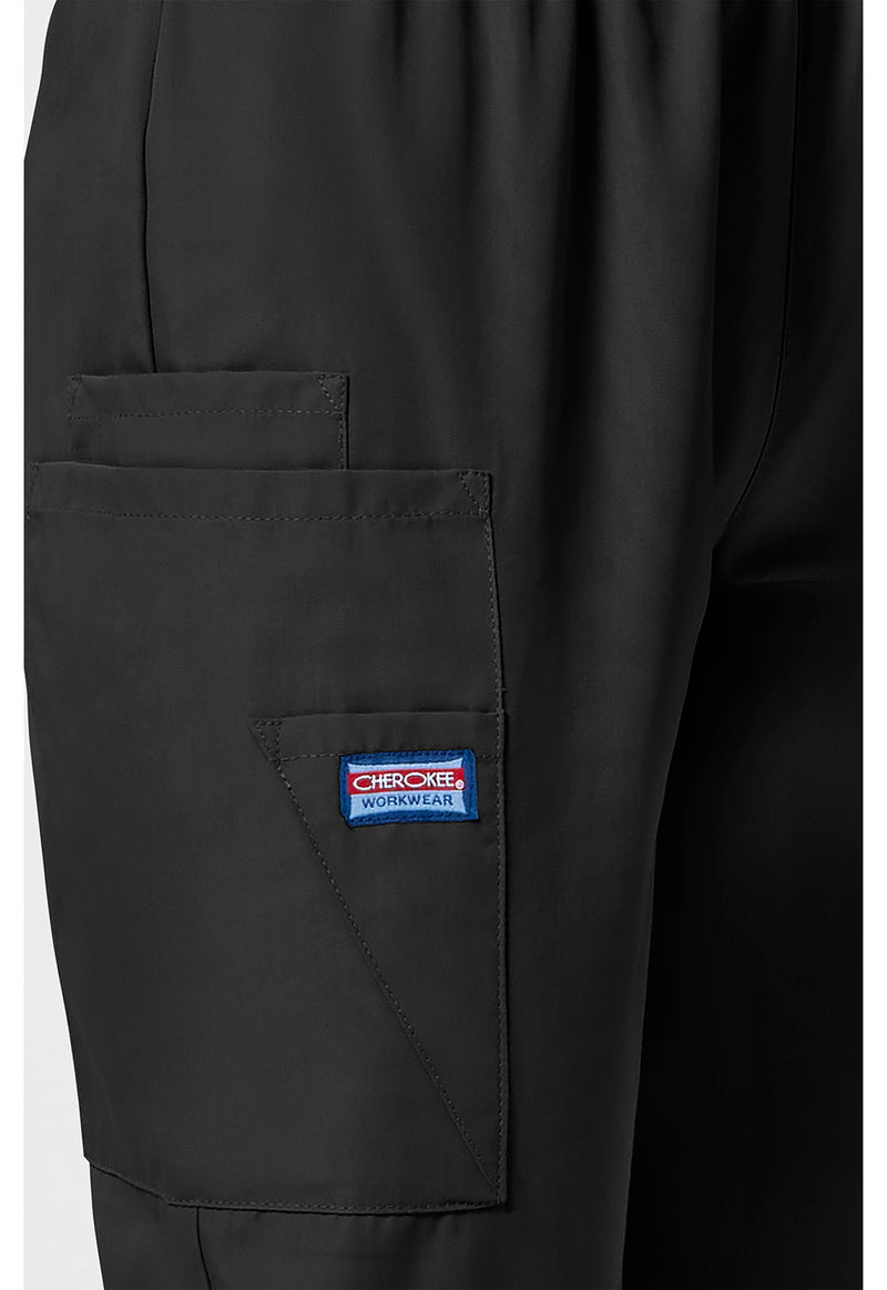 Black - Women's Natural Rise Tapered Pull-On Cargo Scrub Pants – Regular (View 3)