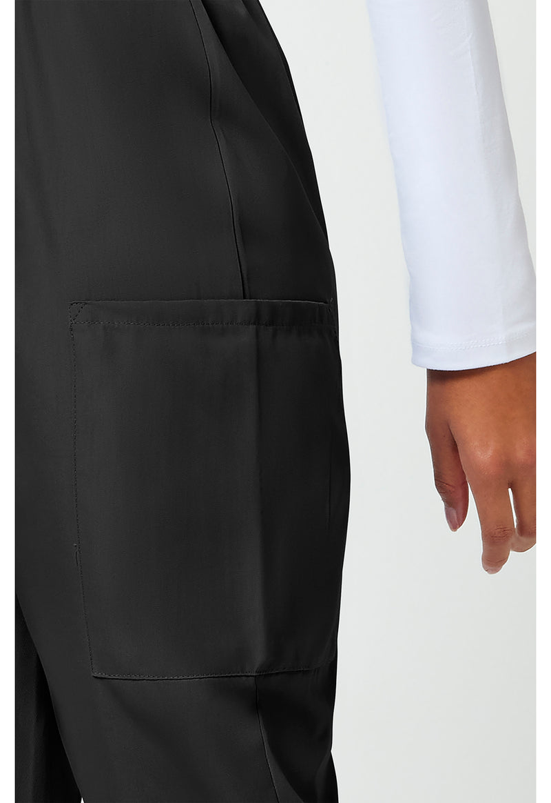 Black - Women's Natural Rise Tapered Pull-On Cargo Scrub Pants – Regular (View 4)