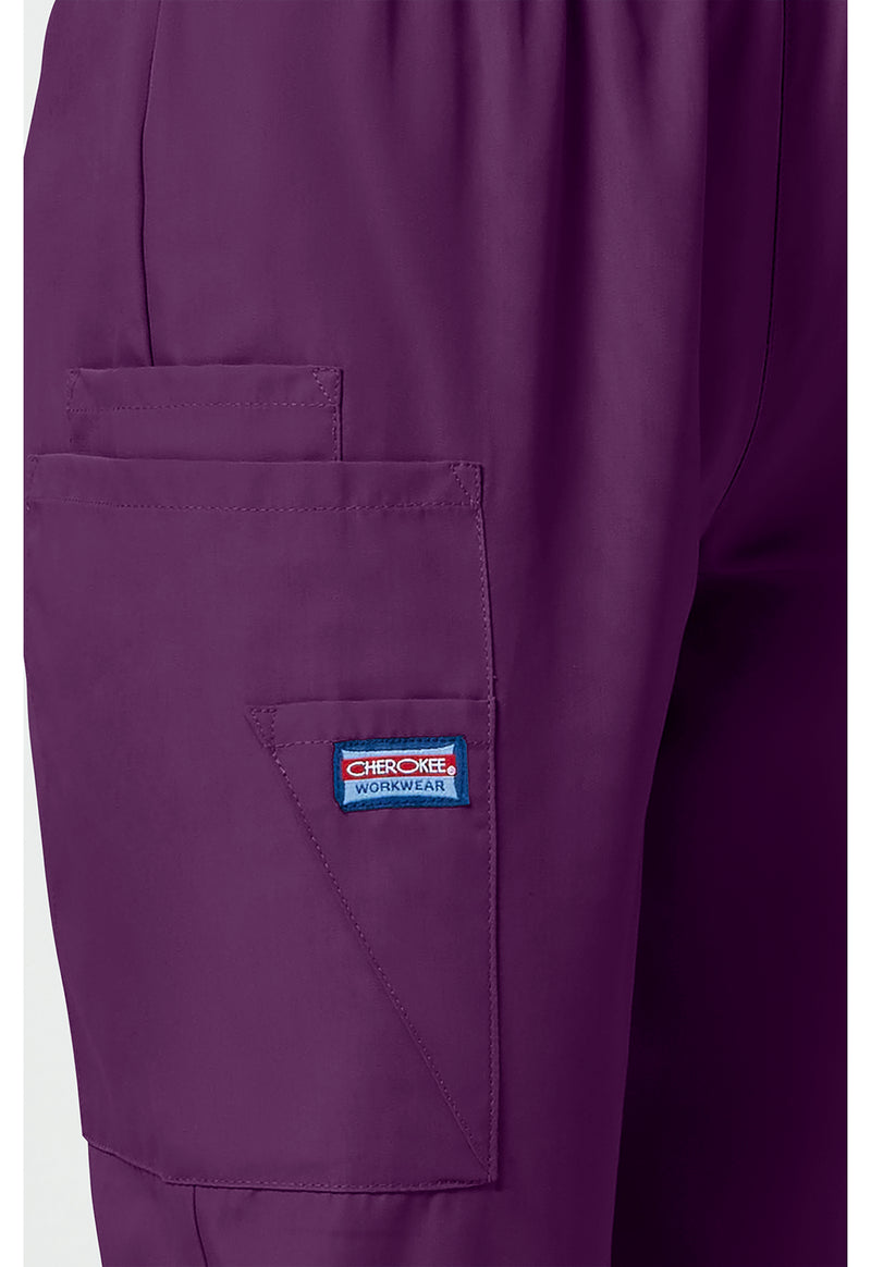Eggplant - Women's Natural Rise Tapered Pull-On Cargo Scrub Pants – Regular (View 3)
