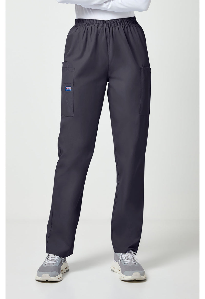 Pewter - Women's Natural Rise Tapered Pull-On Cargo Scrub Pants