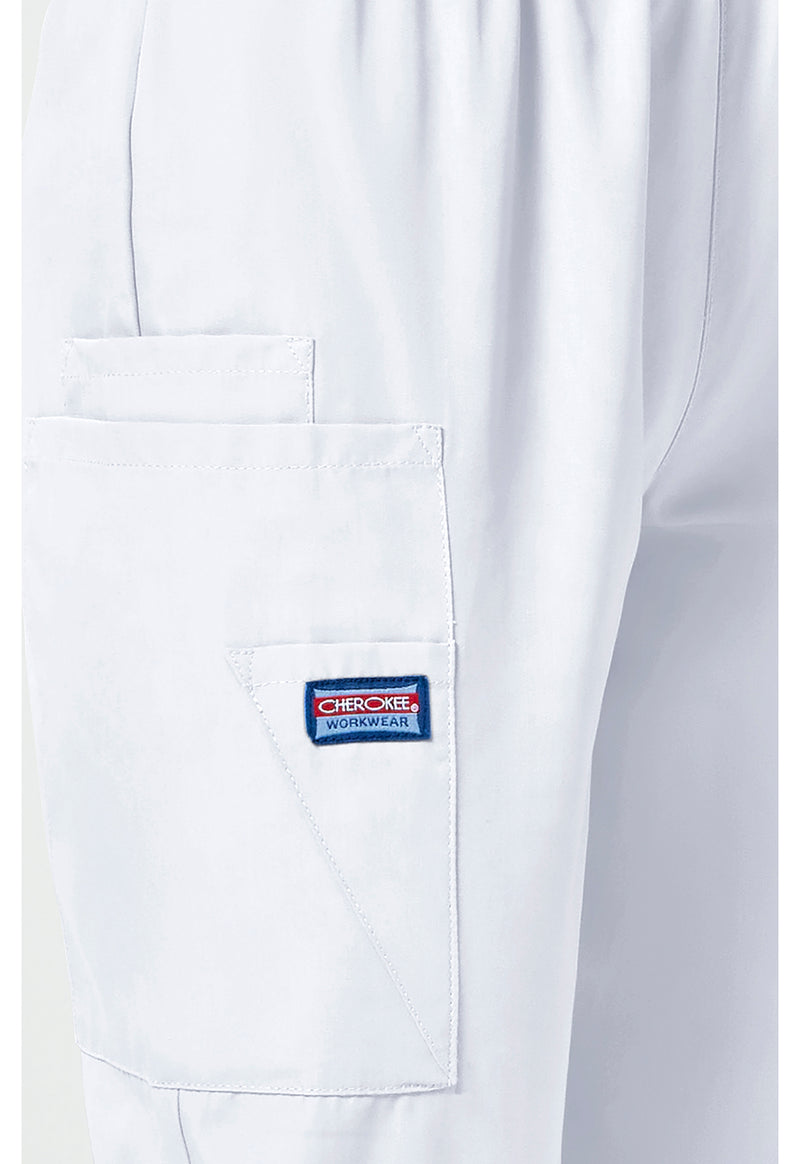 White - Women's Natural Rise Tapered Pull-On Cargo Scrub Pants – Regular (View 3)