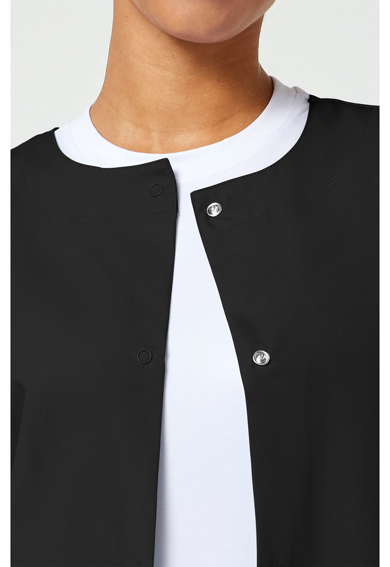 Black - Women's Snap Front Warm-Up Scrub Jacket (View 2)