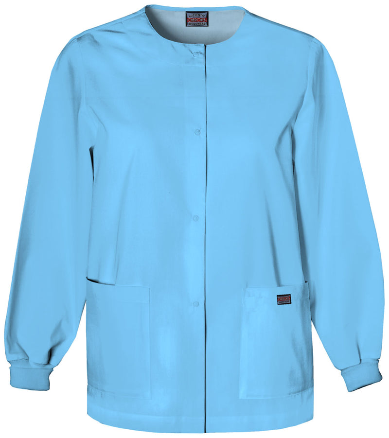 Blue Mist - Women's Snap Front Warm-Up Scrub Jacket