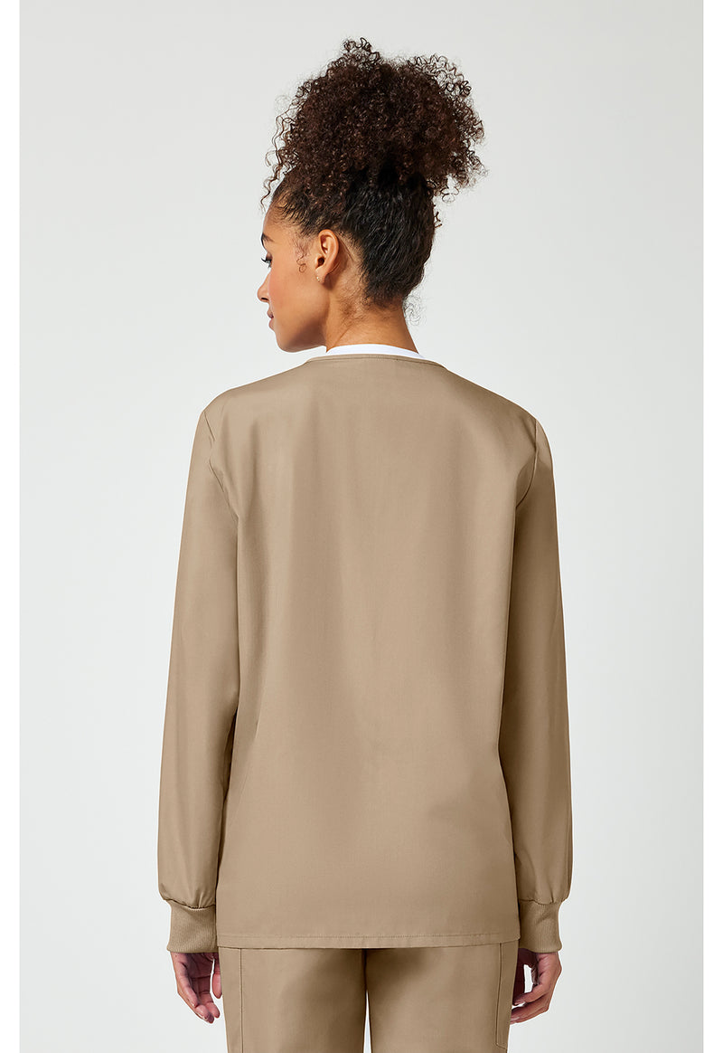 Khaki - Cherokee WW Originals Women Scrub Jacket - Back View