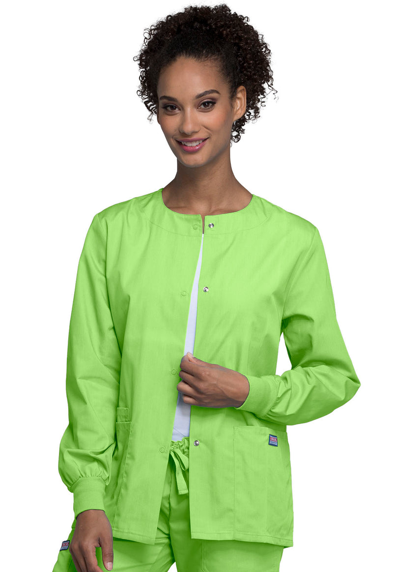 Lime Green - Cherokee WW Originals Women Scrub Jacket - Front View