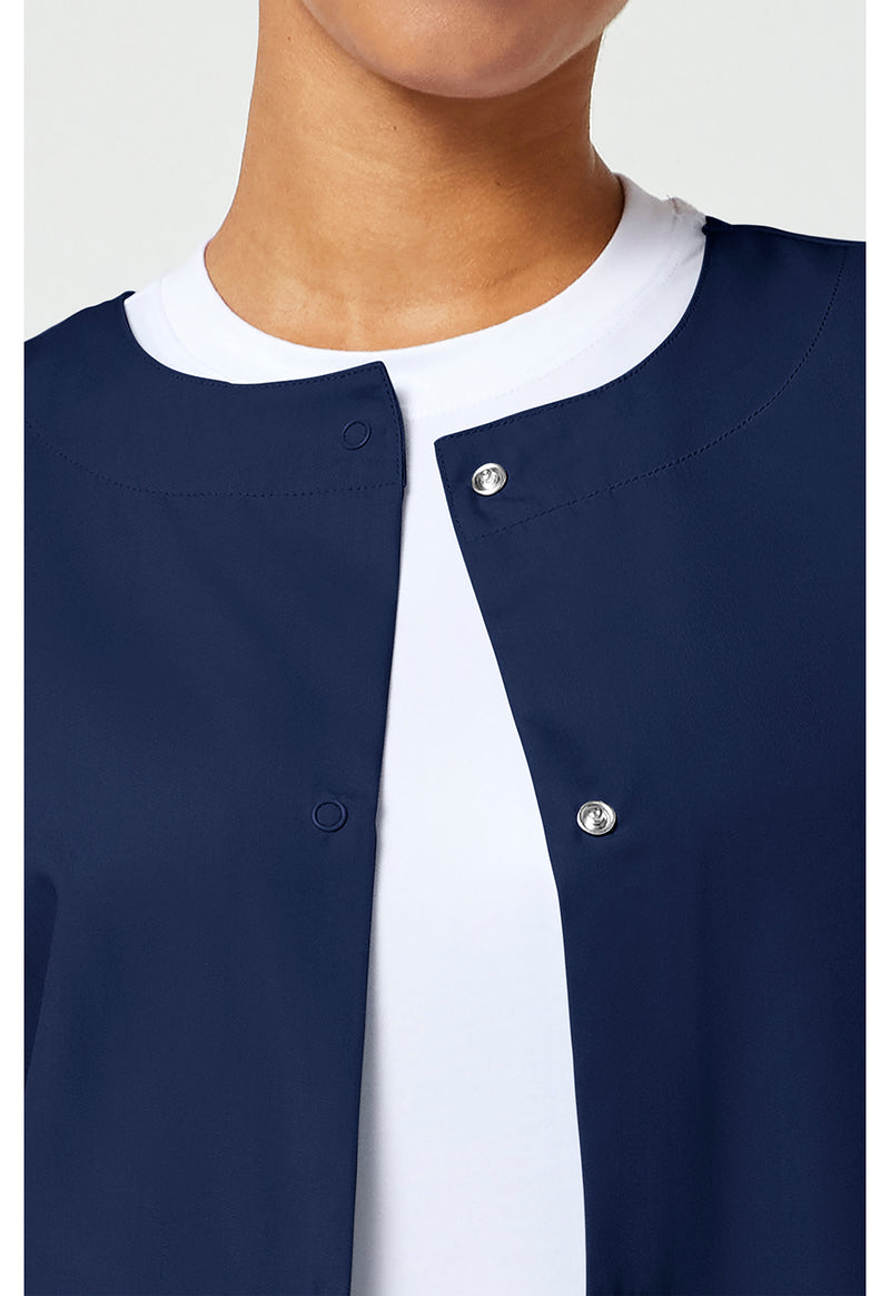 Navy - Women's Snap Front Warm-Up Scrub Jacket (View 2)