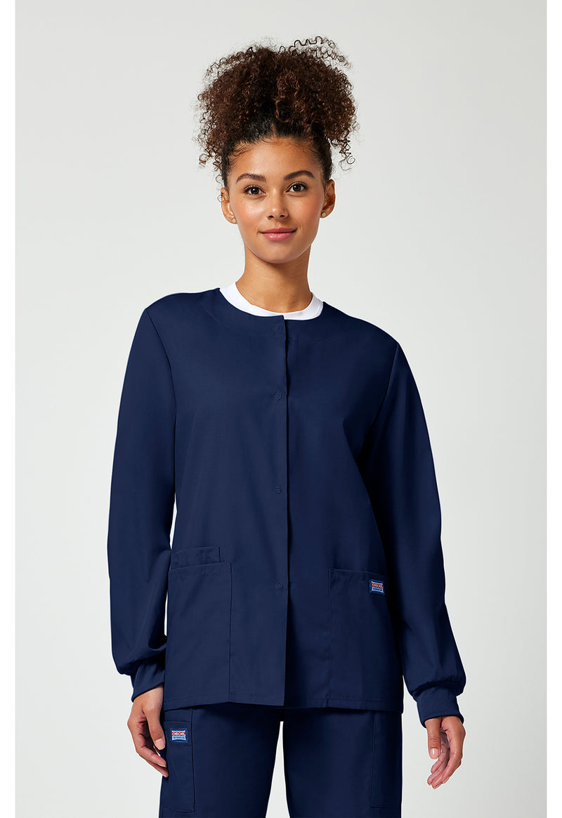 Navy - Cherokee WW Originals Women Scrub Jacket - Front View