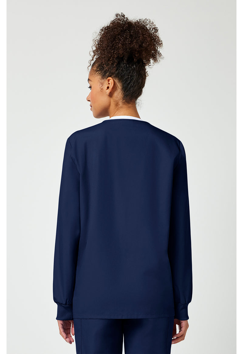 Navy - Cherokee WW Originals Women Scrub Jacket - Back View
