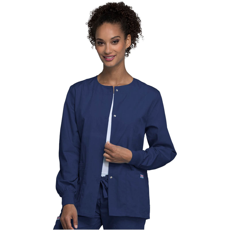 navy - Snap Front Warm-Up Jacket