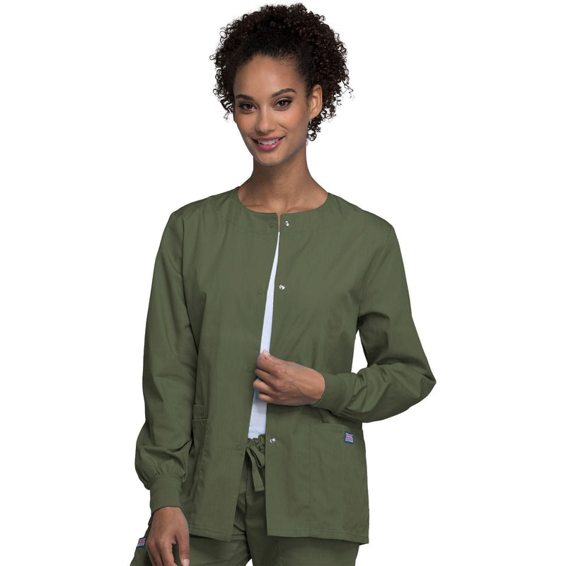 olive - Snap Front Warm-Up Jacket