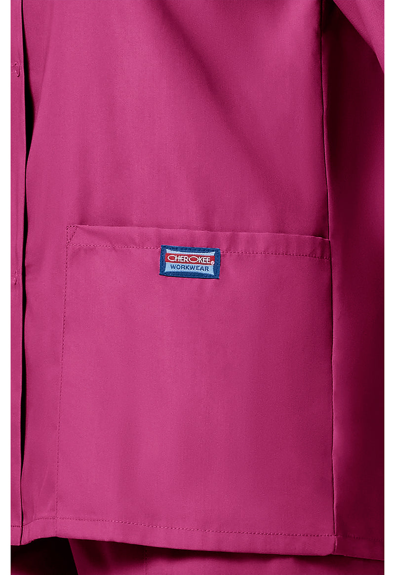 Shocking Pink - Women's Snap Front Warm-Up Scrub Jacket (View 4)