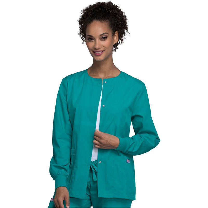 teal blue - Snap Front Warm-Up Jacket