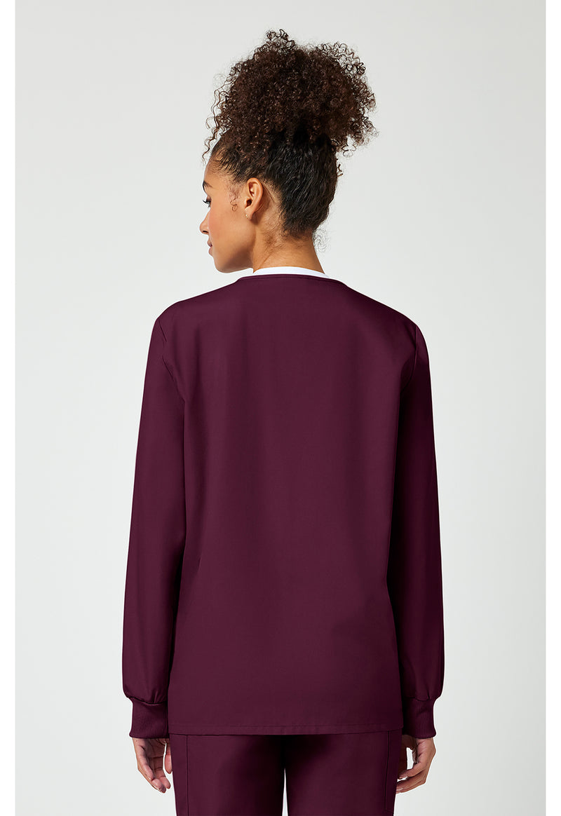 Wine - Cherokee WW Originals Women Scrub Jacket - Back View