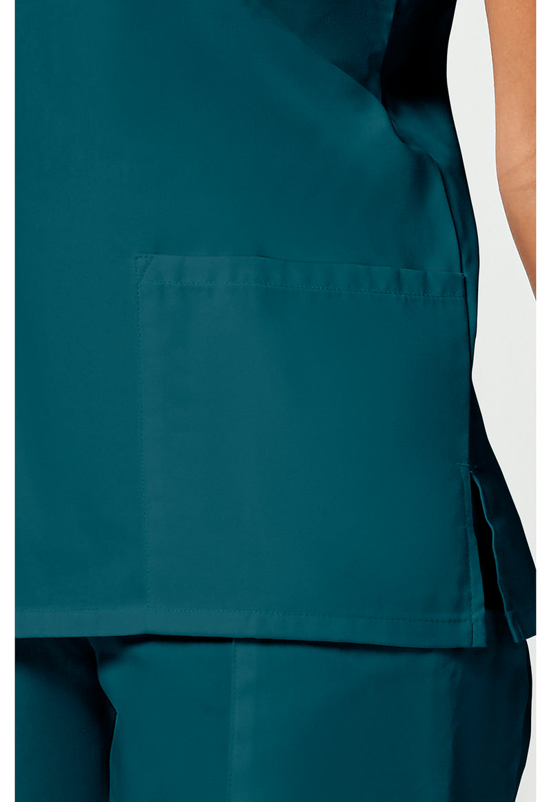 Caribbean Blue - Women's V-Neck Scrub Top (View 4)