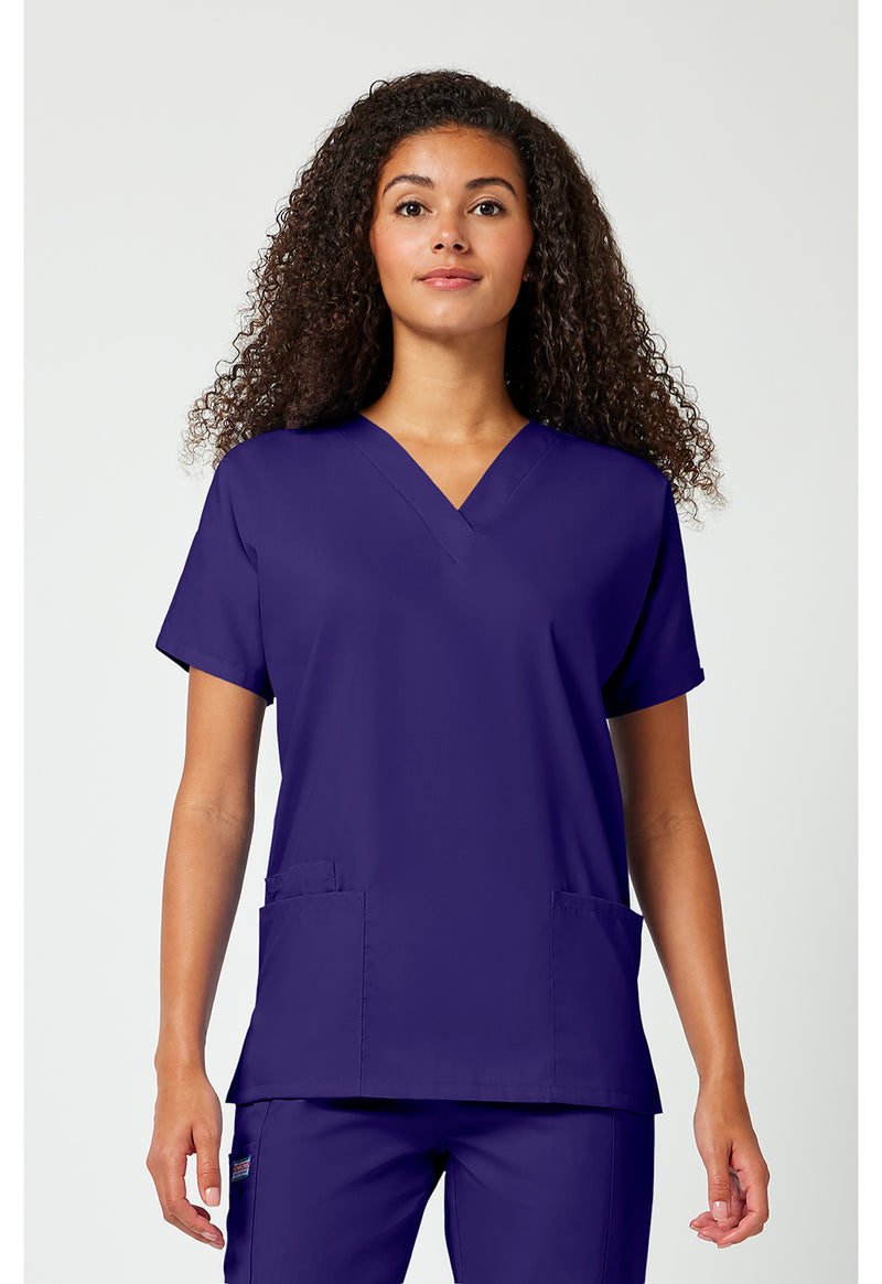 Grape - Cherokee WW Originals Women Scrub Top - Front View