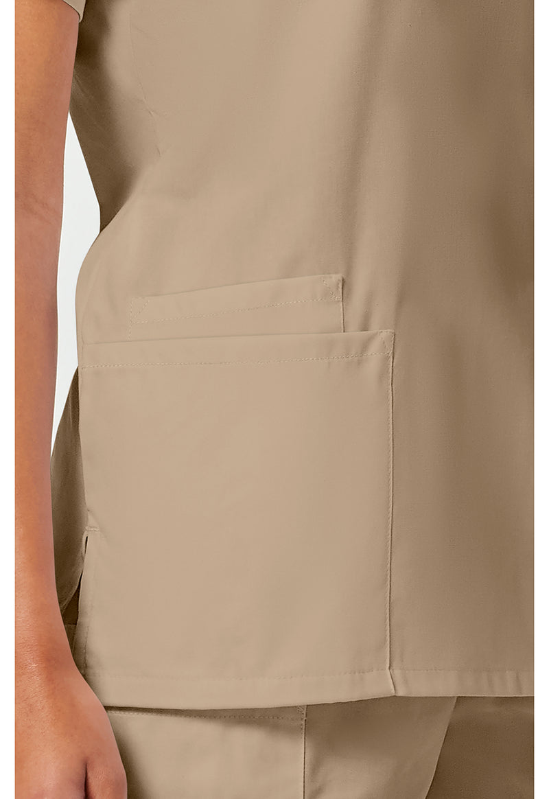 Khaki - Women's V-Neck Scrub Top (View 3)
