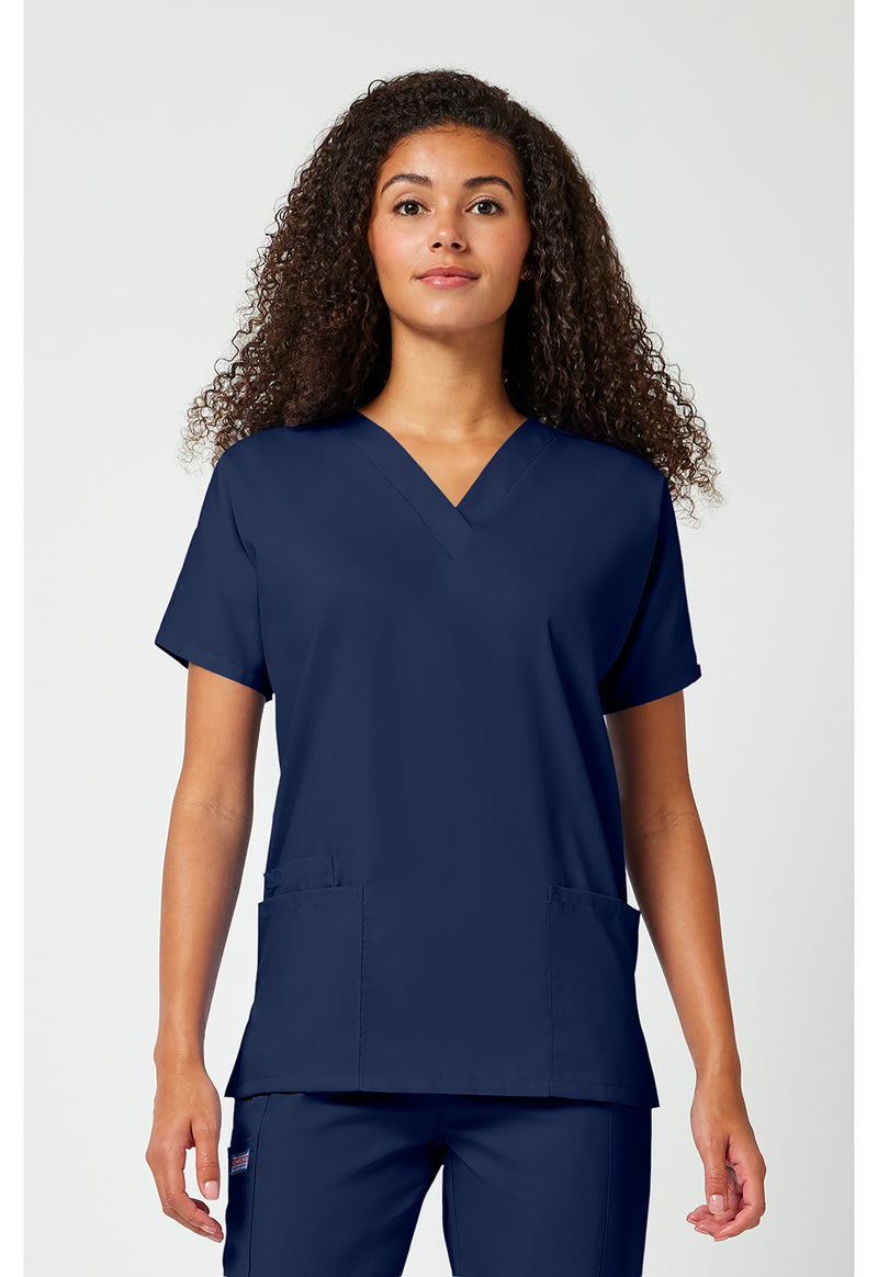 Navy - Cherokee WW Originals Women Scrub Top - Front View