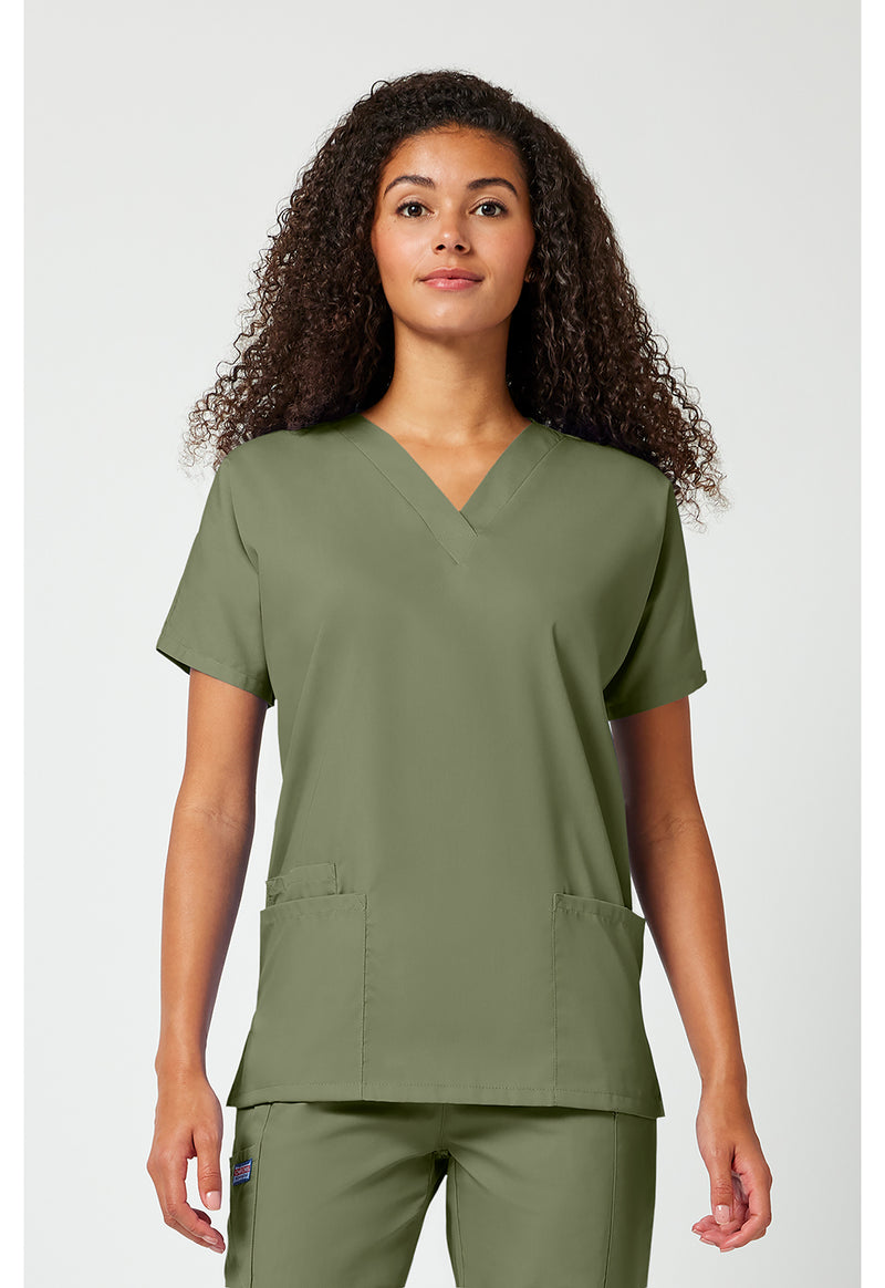 Olive - Cherokee WW Originals Women Scrub Top - Front View