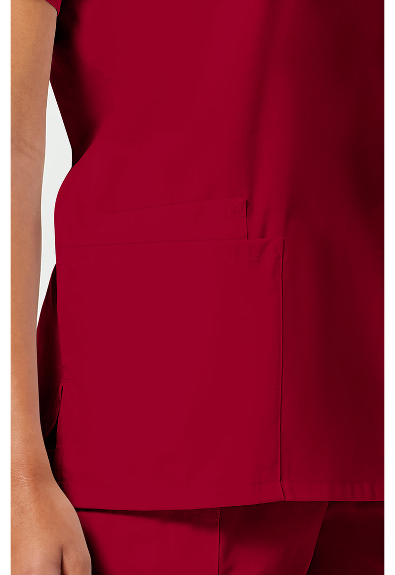 Red - Women's V-Neck Scrub Top (View 3)