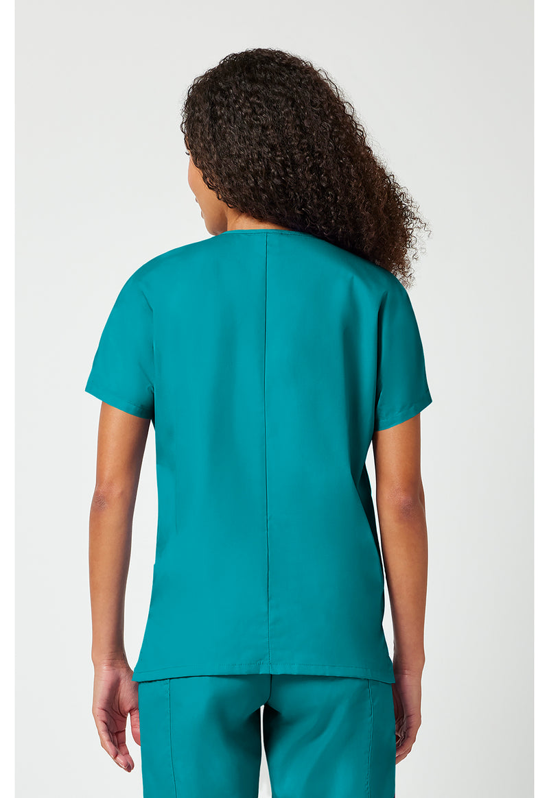 Teal Blue - Cherokee WW Originals Women Scrub Top - Back View
