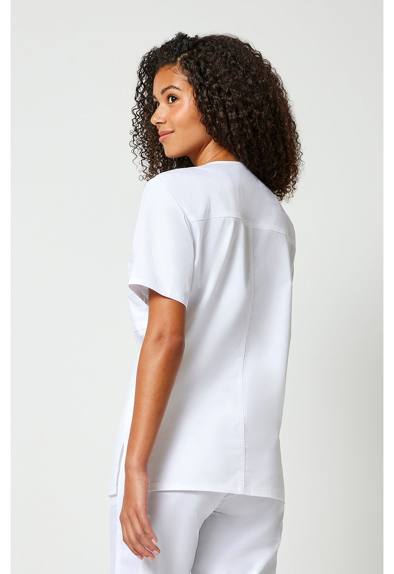 white - Unisex V-Neck Top (Back)
