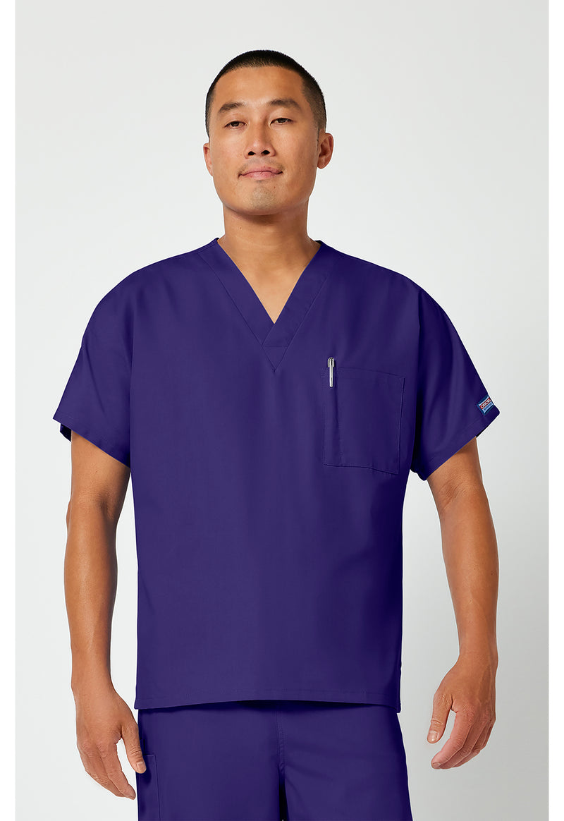 Grape - Cherokee WW Originals Unisex Scrub Top - Front View