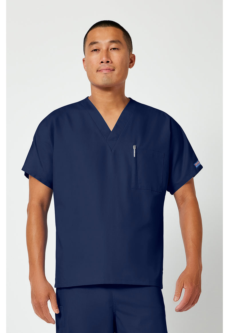 Navy - Cherokee WW Originals Unisex Scrub Top - Front View