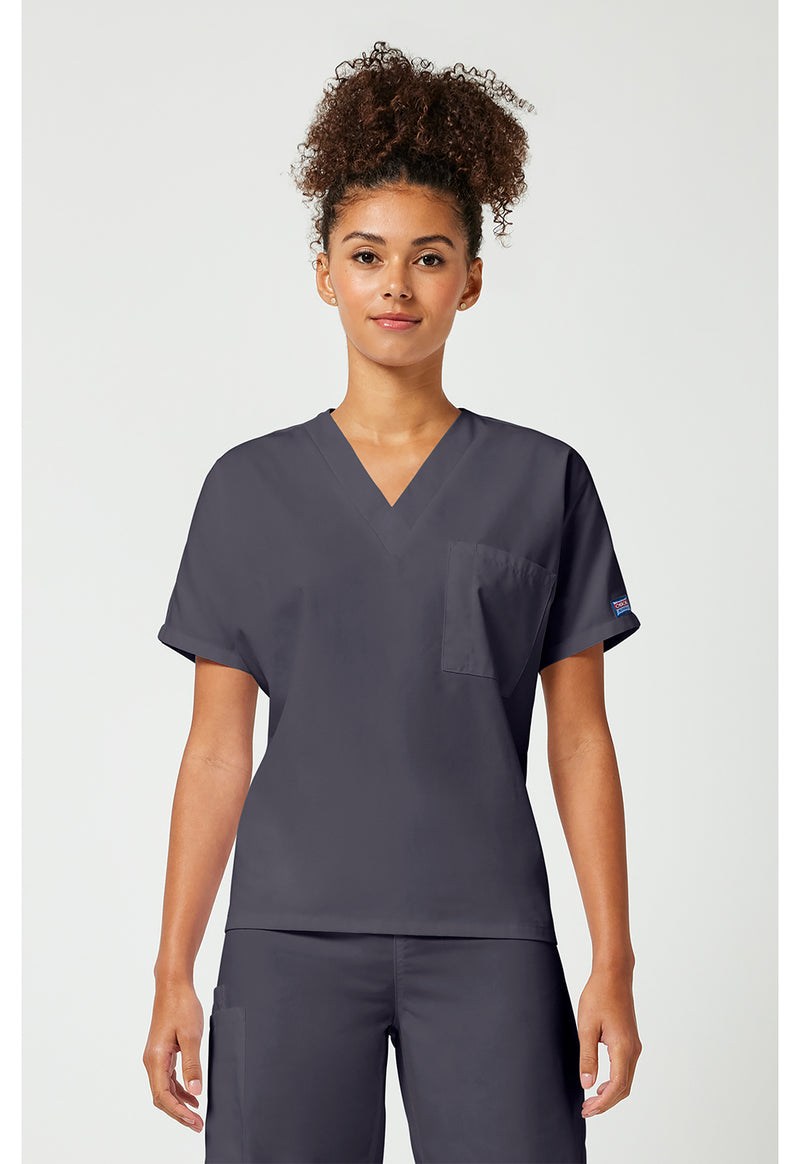 Pewter - Cherokee WW Originals Unisex Scrub Top - Front View