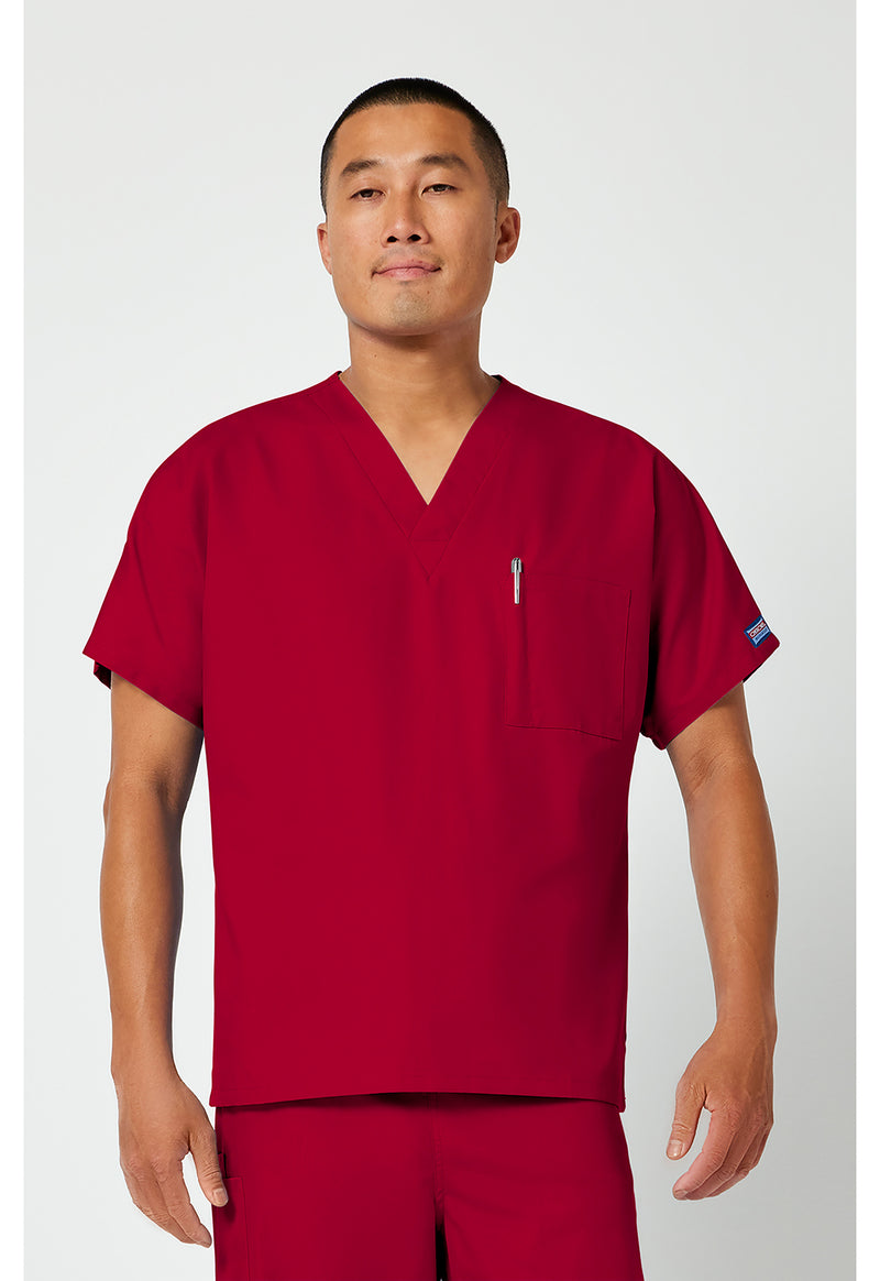 Red - Cherokee WW Originals Unisex Scrub Top - Front View