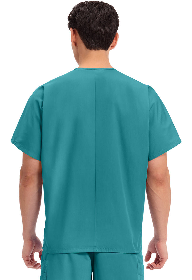 Teal Blue - Cherokee WW Originals Unisex Scrub Top - Back View