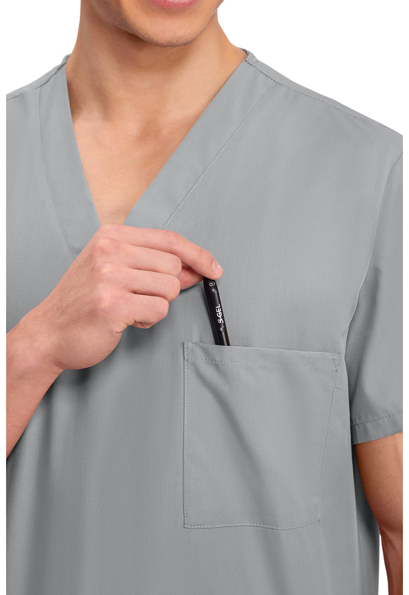 Grey - Unisex V-Neck Scrub Top (View 2)