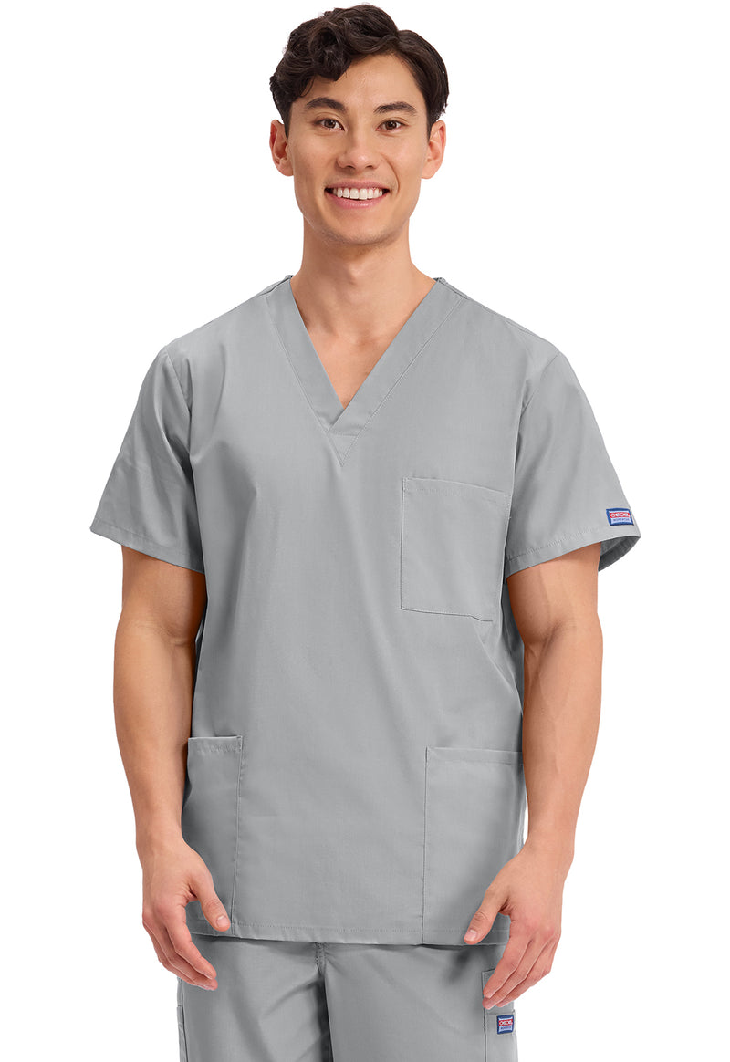 Grey - Cherokee WW Originals Unisex Scrub Top - Front View