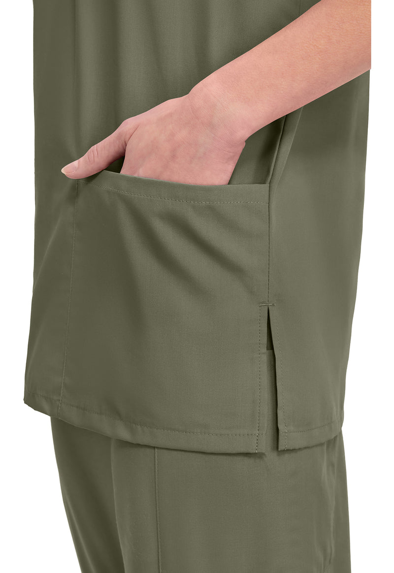 Olive - Unisex V-Neck Scrub Top (View 3)