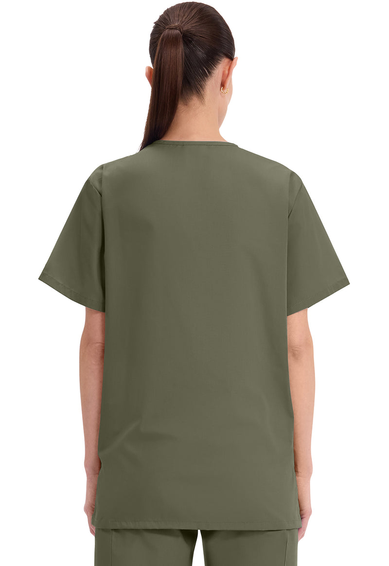 Olive - Cherokee WW Originals Unisex Scrub Top - Back View